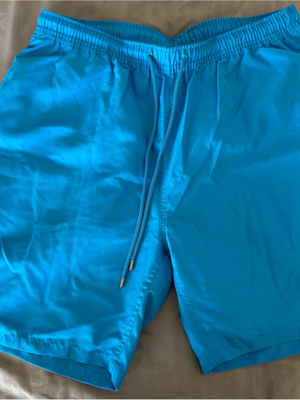 Unisex Bright Blue Drawstring Shorts, swim shorts, unlined